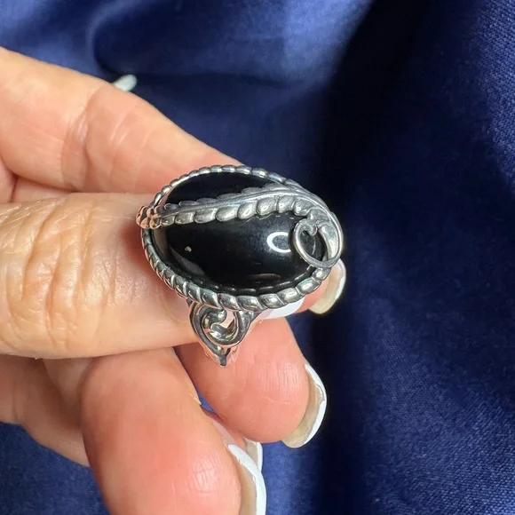 Ring*Carolyn Pollack American West Silver and Black Statement Vintage Ring - Picture 9 of 12